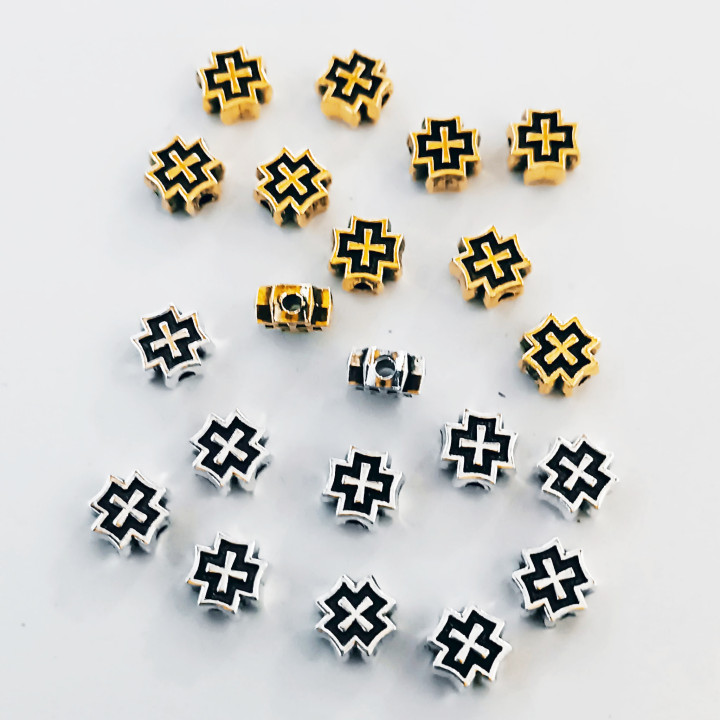 Margele bile Margele cruce de trecere din metal gros 5mm argintiu|auriu   si  cod 6552