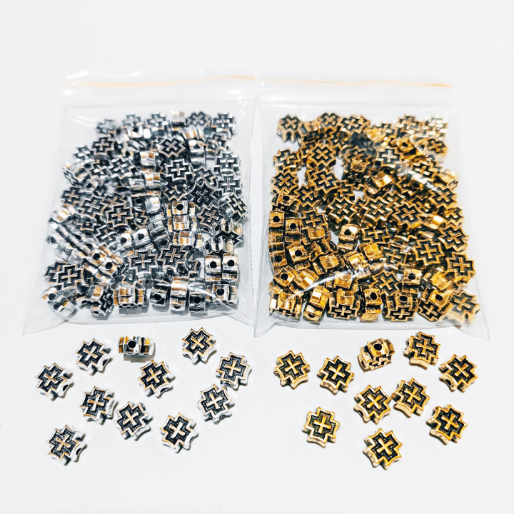 Margele bile Margele cruce de trecere din metal gros 5mm argintiu|auriu   si  cod 6552