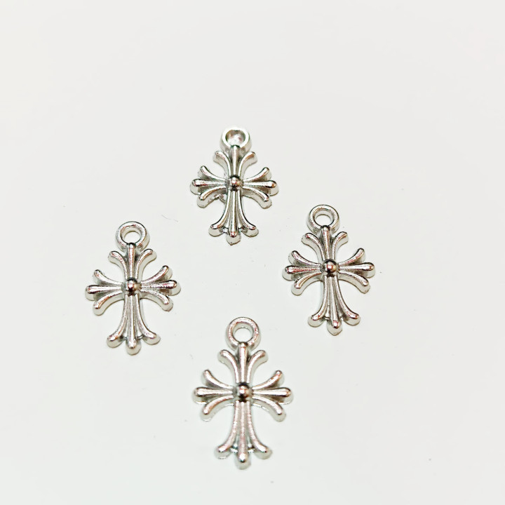 Obiecte bisericesti | Medalion cruce de metal argintiu 15mm | 2124