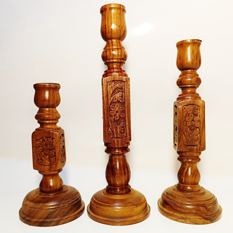 Obiecte bisericesti | Sfesnic baza rotunda din lemn 15cm  | 5415