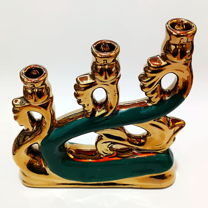 Obiecte bisericesti | Sfesnic baza aurie din ceramica 16cm  | 5419