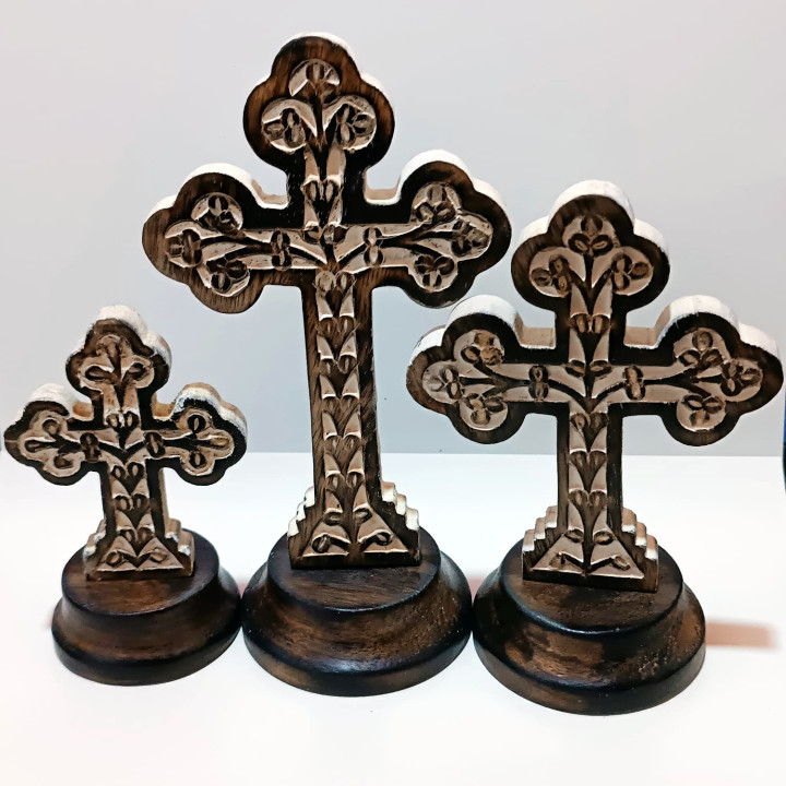 Obiecte bisericesti | Cruci set3 pentru masa din lemn alb | 5347