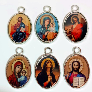 Obiecte bisericesti | Medalion icoana metalica argintie 20mm | 2105