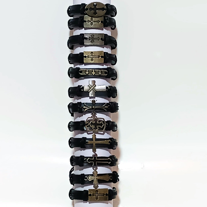 Obiecte bisericesti | Bratara curea si sfoara piele sintetica | 1004