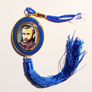 Medalion auto oval din plastic ciucure textil si ventuza set12 9950