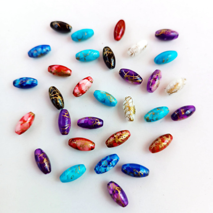 Obiecte bisericesti bile | Margele butoi din plastic fir cupru 11mmX6mm 6278 set0.5kg