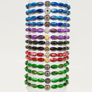 Bratara elastica margele ovale fir cupru 1368 set12buc