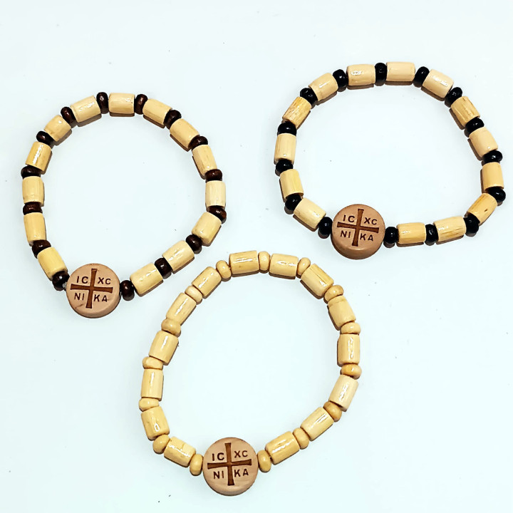 Metanii si bratari religioase | Bratara elastica margele lemn | 1370