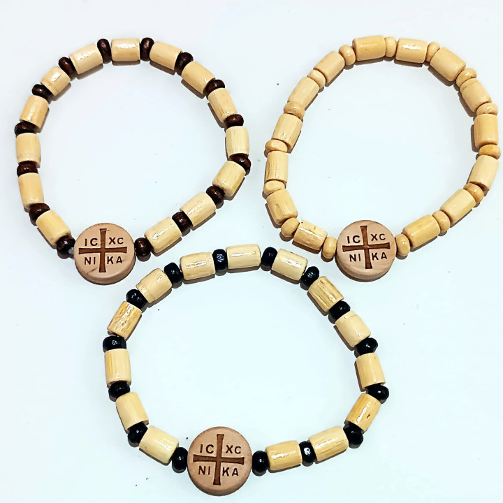 Metanii si bratari religioase | Bratara elastica margele lemn | 1370