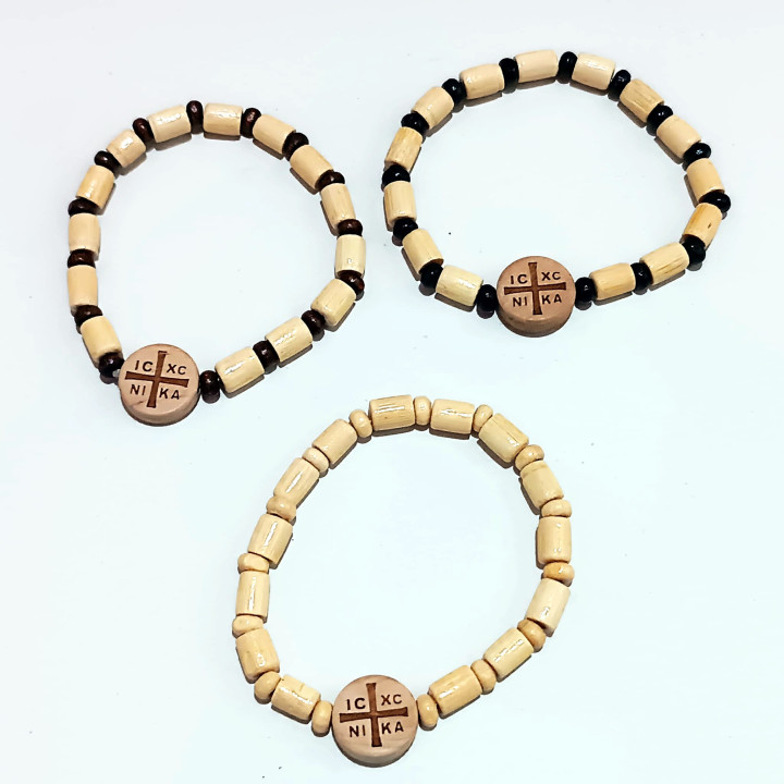 Metanii si bratari religioase | Bratara elastica margele lemn | 1370