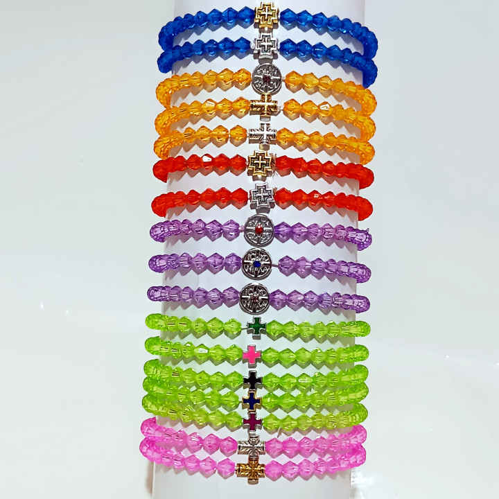 Metanii si bratari religioase | Bratara elastica margele conice fatetate plastic | 1380
