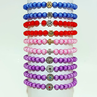 Metanii si bratari religioase | Bratara elastica 20 margele plastic fatetate miez alb | 1381