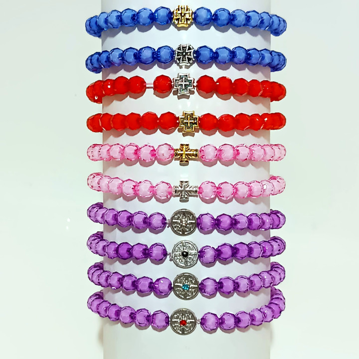 Metanii si bratari religioase | Bratara elastica 20 margele plastic fatetate miez alb | 1381