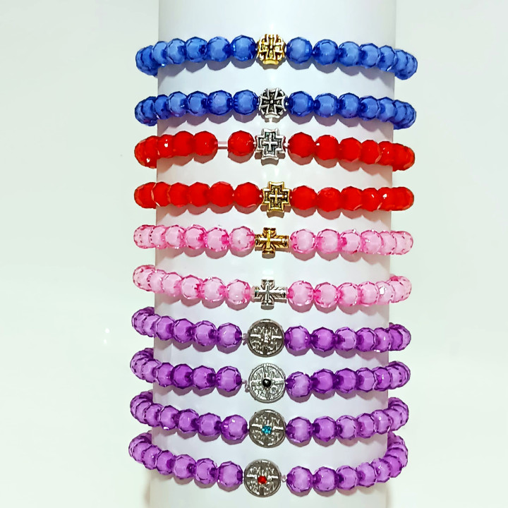 Metanii si bratari religioase | Bratara elastica 22 margele plastic fatetate miez alb | 1382