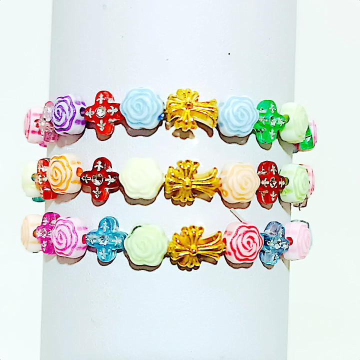 Metanii si bratari religioase | Bratara elastica margele plastic floare | 1386