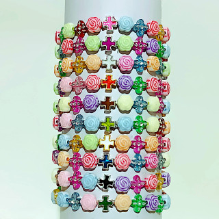 Metanii si bratari religioase | Bratara elastica margele plastic floare | 1391