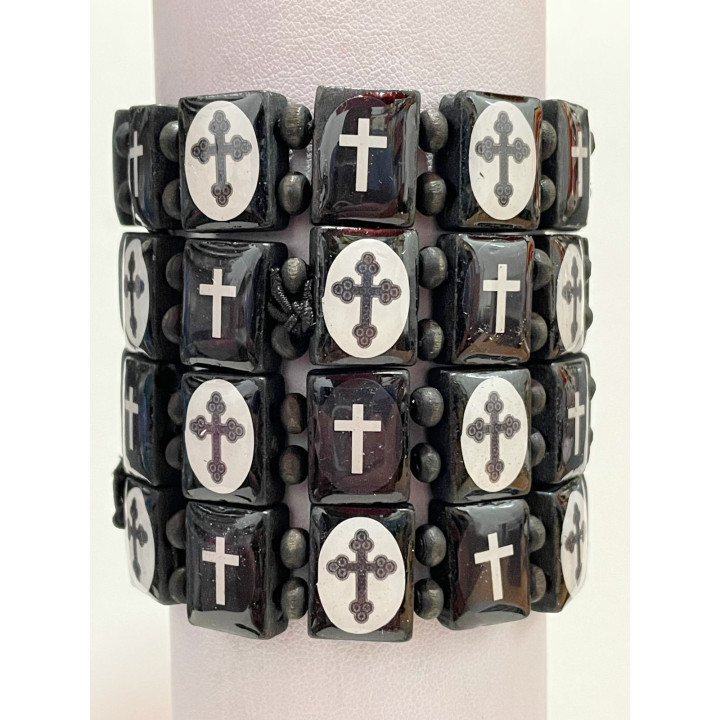 Obiecte bisericesti | Bratara elastica placute de lemn | 1147