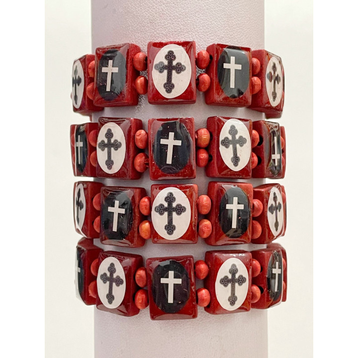 Obiecte bisericesti | Bratara elastica placute de lemn | 1147