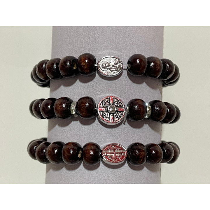 Metanii si bratari religioase | Bratara elastica bile lemn | 1392