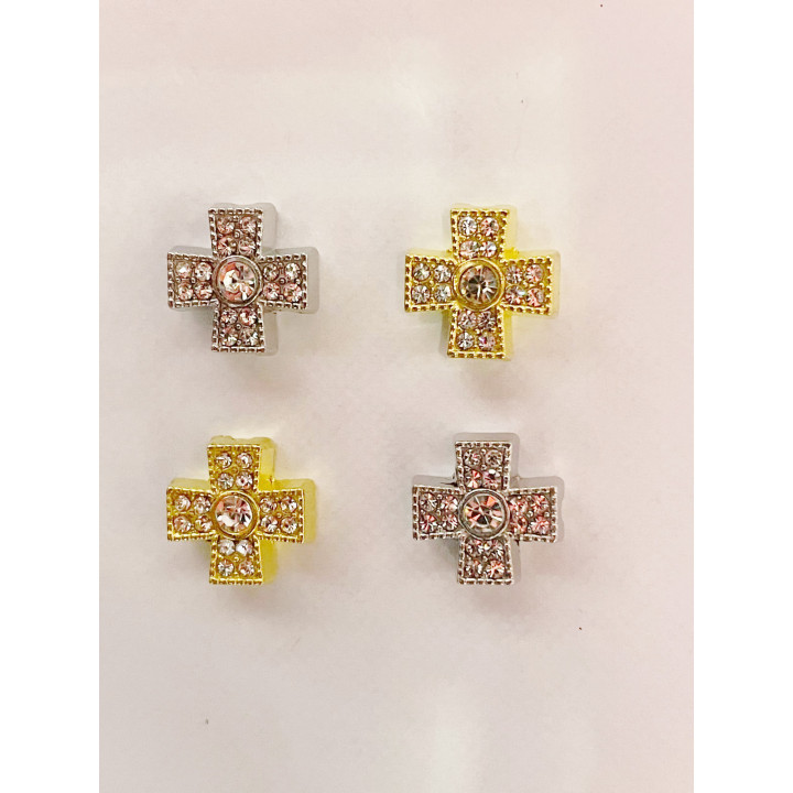 Margele bile Margele cruce de trecere din metal pietricele ARGINTIU AURIU si  cod 6566