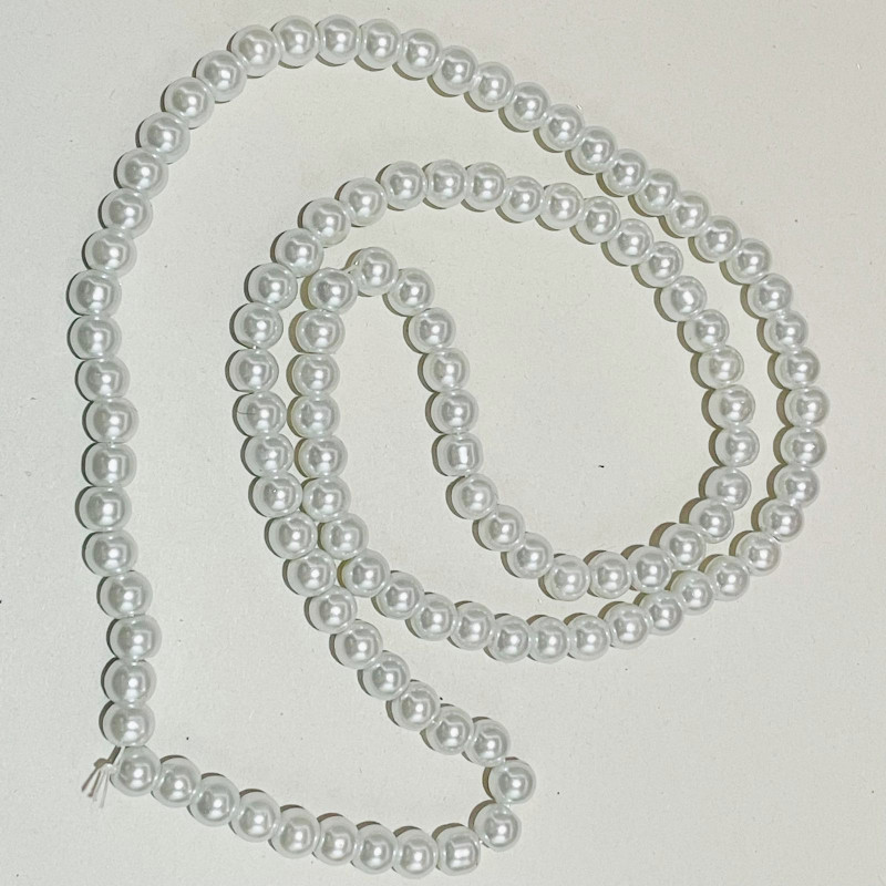 Margele bile Margele bile de trecere din sticla sirag ALB PERLAT si  cod 6572